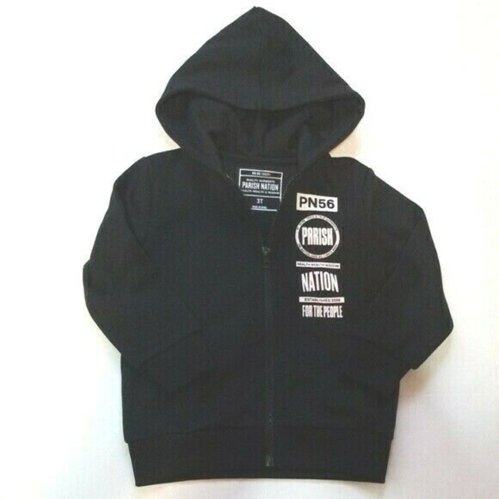 PARISH NATION Kids Black Zip Up Hoodie sz 3T NWOT